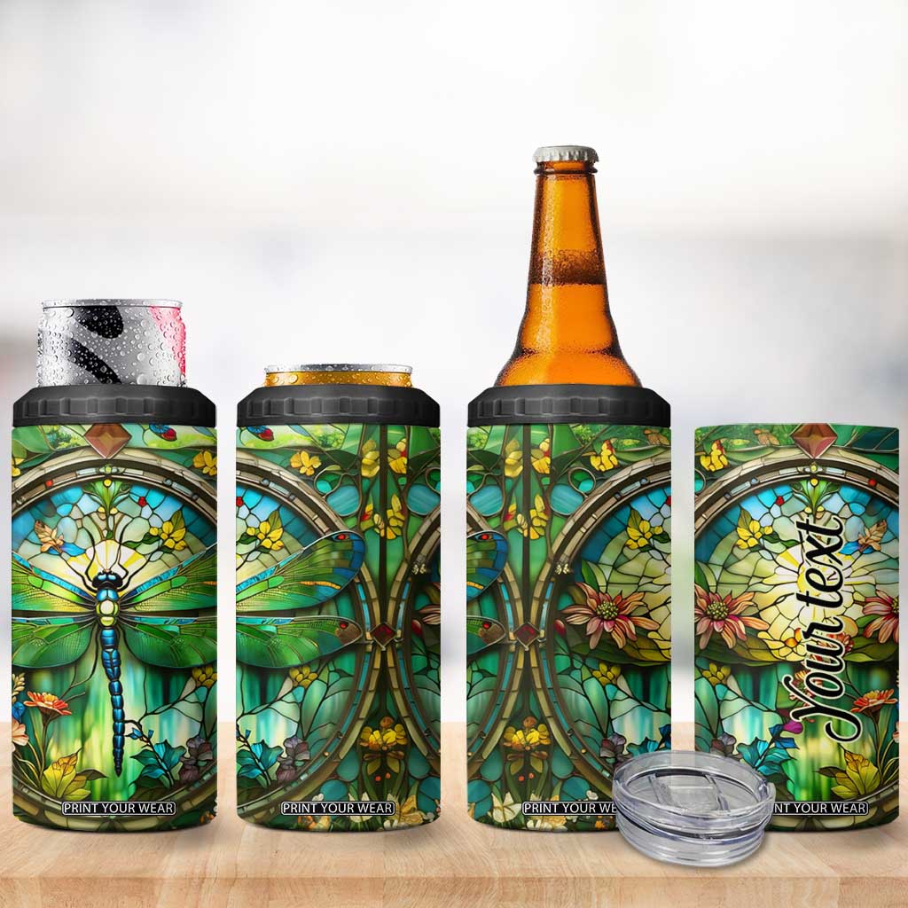 Dragonfly Peridot Crystal Mosaic 4 in 1 Can Cooler Tumbler Personalized TS04 Print Your Wear
