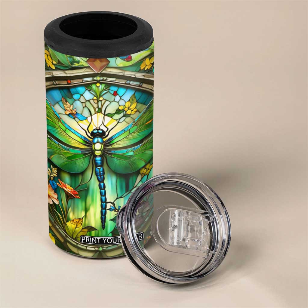 Dragonfly Peridot Crystal Mosaic 4 in 1 Can Cooler Tumbler Personalized TS04 Print Your Wear