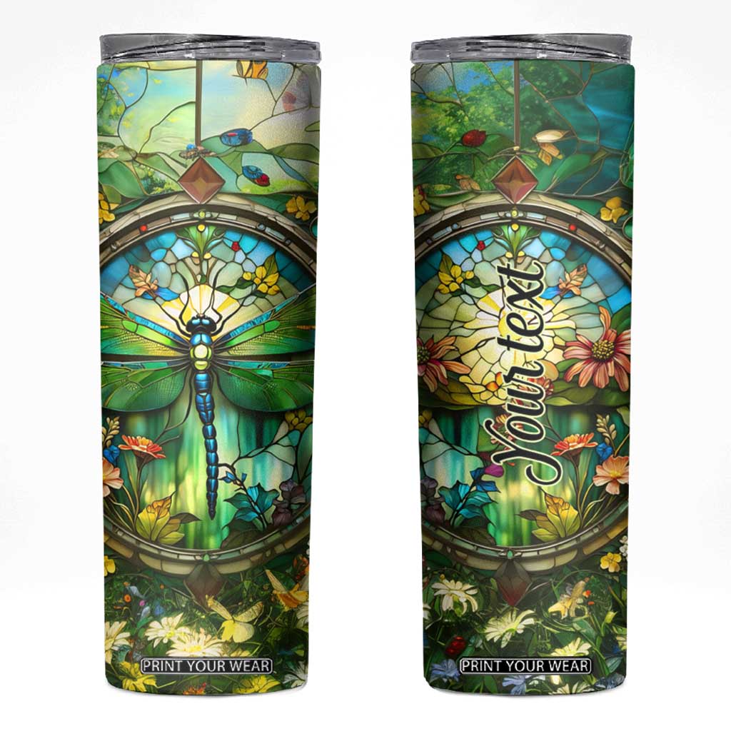 Dragonfly Peridot Crystal Mosaic Skinny Tumbler Personalized TS04 Multicolor Print Your Wear