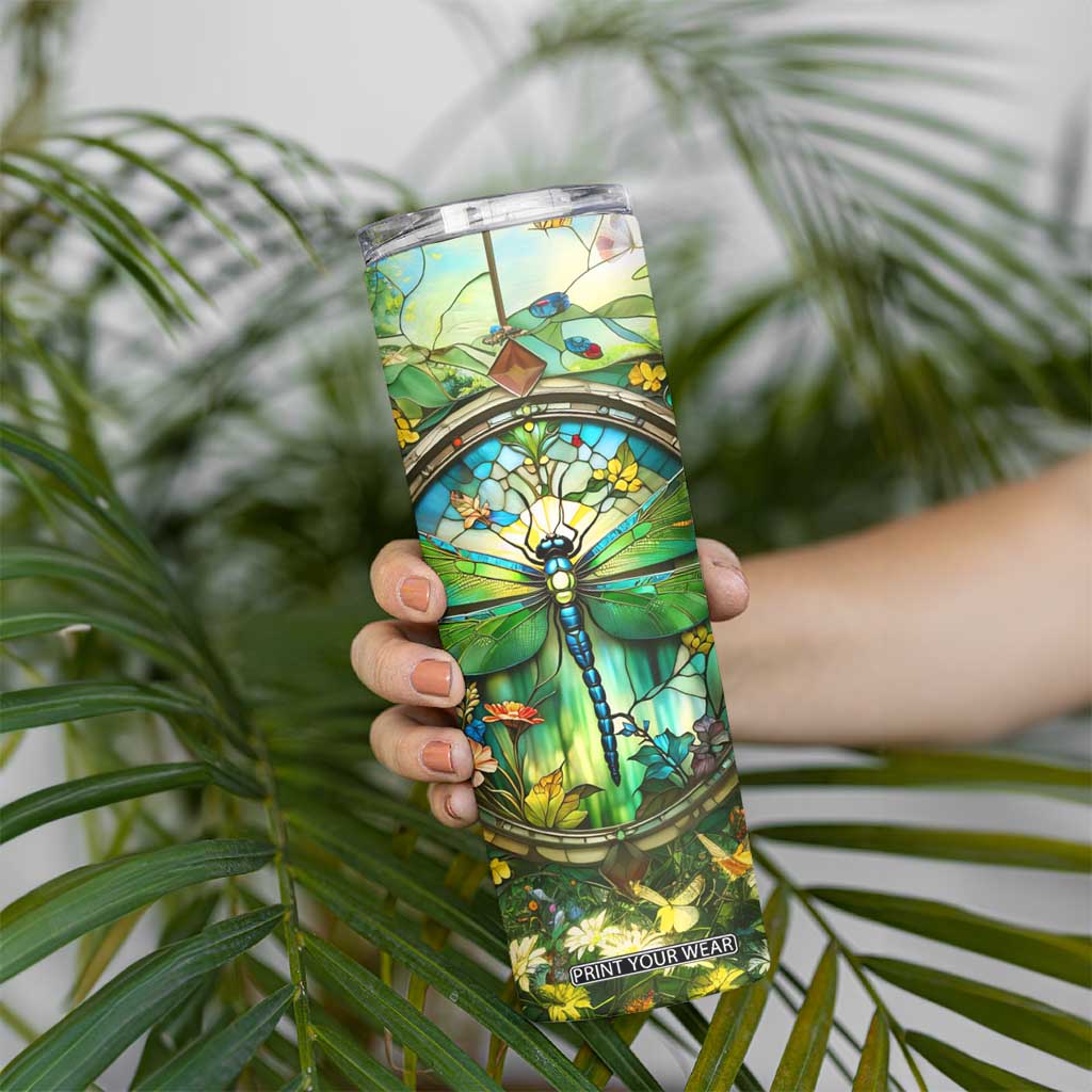 Dragonfly Peridot Crystal Mosaic Skinny Tumbler Personalized TS04 Print Your Wear