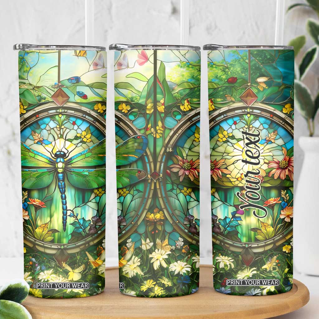Dragonfly Peridot Crystal Mosaic Skinny Tumbler Personalized TS04 Print Your Wear