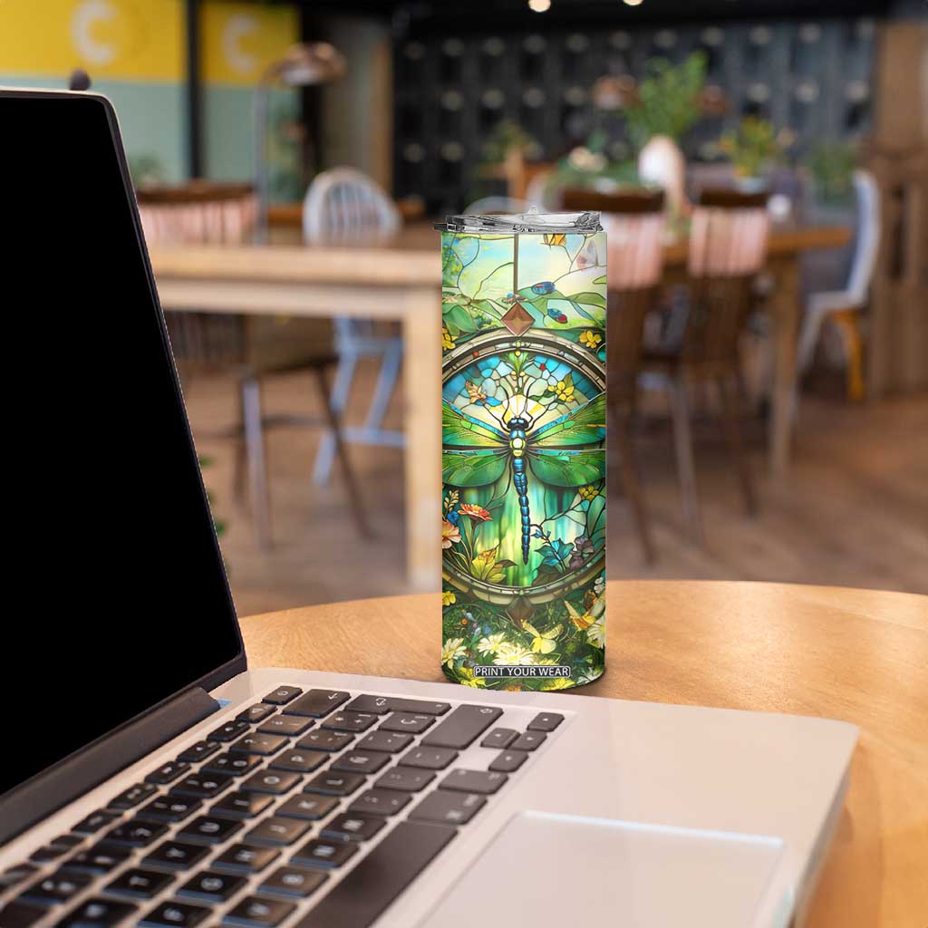 Dragonfly Peridot Crystal Mosaic Skinny Tumbler Personalized TS04 Print Your Wear