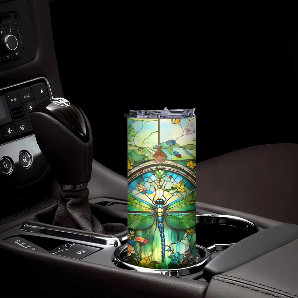 Dragonfly Peridot Crystal Mosaic Skinny Tumbler Personalized TS04 Print Your Wear