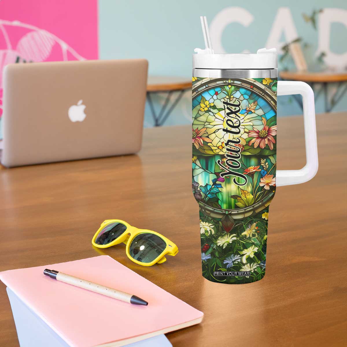 Dragonfly Peridot Crystal Mosaic Tumbler With Handle Personalized TS04 Print Your Wear