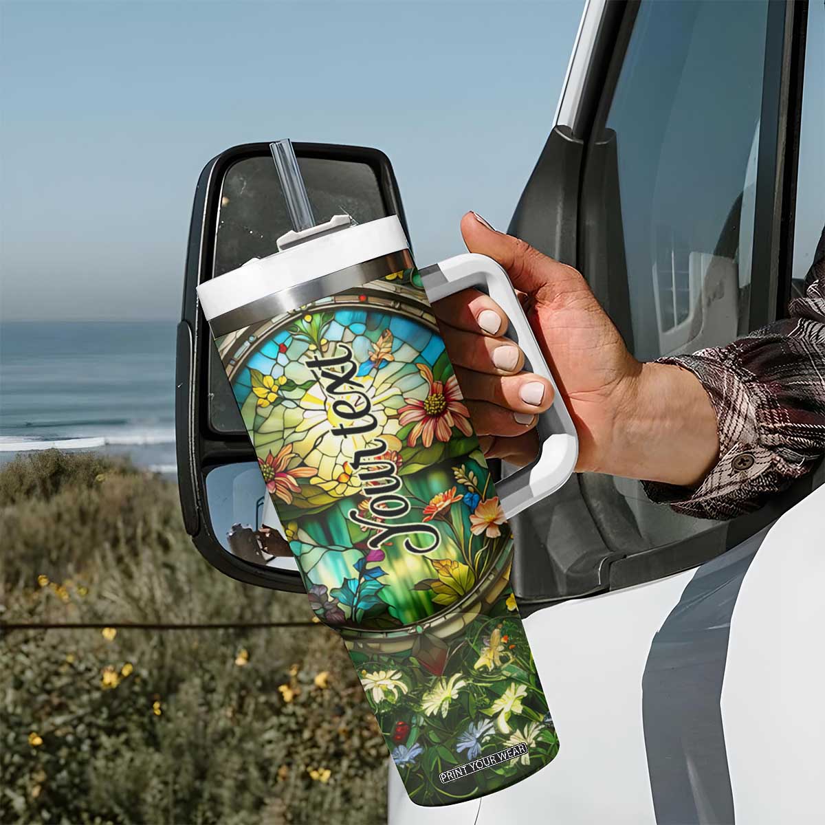 Dragonfly Peridot Crystal Mosaic Tumbler With Handle Personalized TS04 Print Your Wear