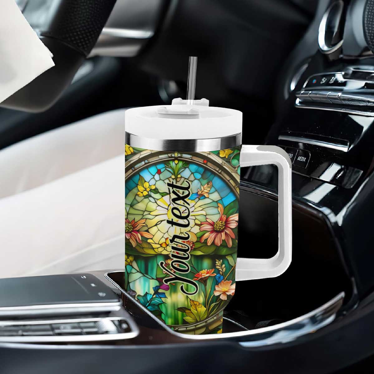 Dragonfly Peridot Crystal Mosaic Tumbler With Handle Personalized TS04 Print Your Wear