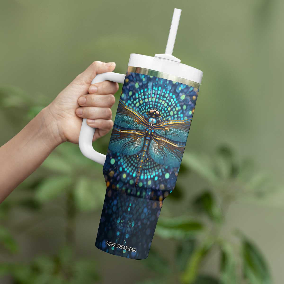 Dragonfly Lover Tumbler With Handle Personalized TS04 Print Your Wear