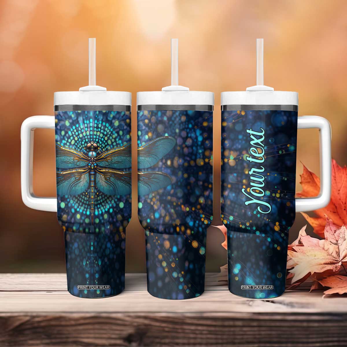 Dragonfly Lover Tumbler With Handle Personalized TS04 Print Your Wear