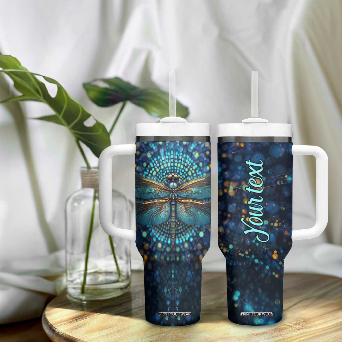 Dragonfly Lover Tumbler With Handle Personalized TS04 Print Your Wear