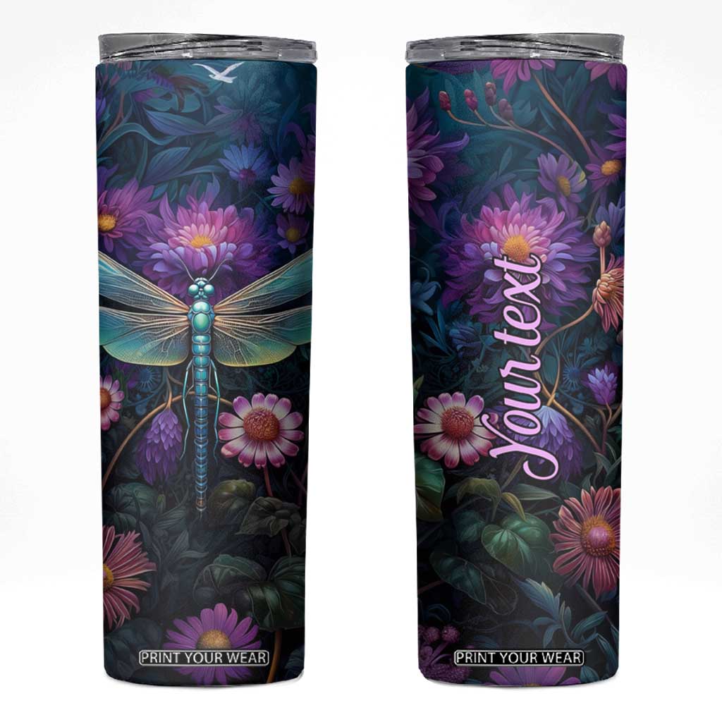 Dragonfly Lapis Lazuli Crystal Mosaic Skinny Tumbler Personalized TS04 Multicolor Print Your Wear