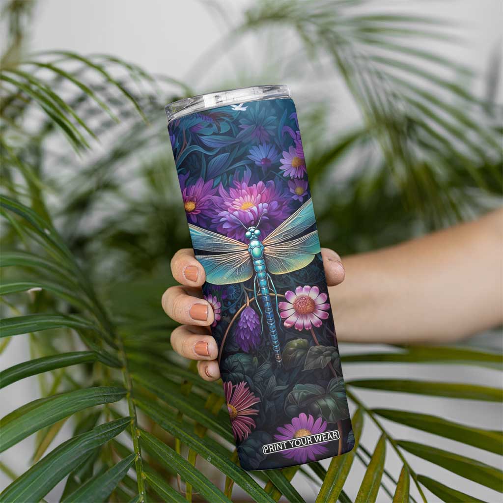Dragonfly Lapis Lazuli Crystal Mosaic Skinny Tumbler Personalized TS04 Print Your Wear