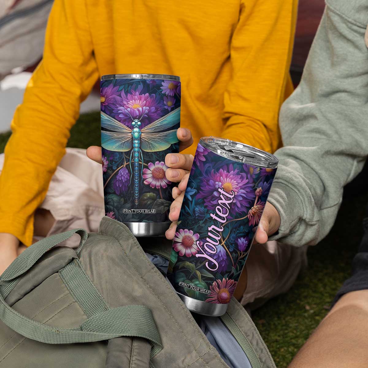 Dragonfly Lapis Lazuli Crystal Mosaic Tumbler Cup Personalized TS04 Print Your Wear