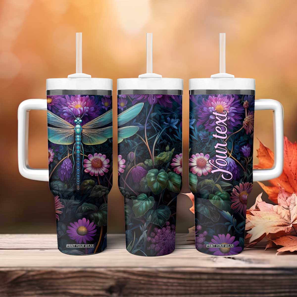 Dragonfly Lapis Lazuli Crystal Mosaic Tumbler With Handle Personalized TS04 Print Your Wear