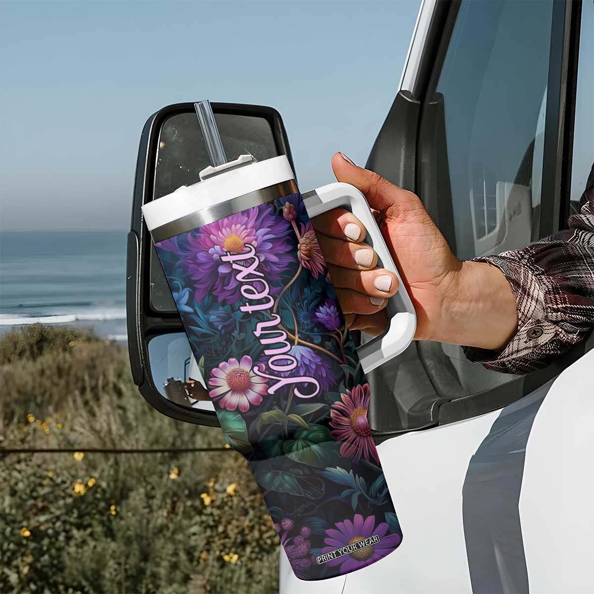 Dragonfly Lapis Lazuli Crystal Mosaic Tumbler With Handle Personalized TS04 Print Your Wear