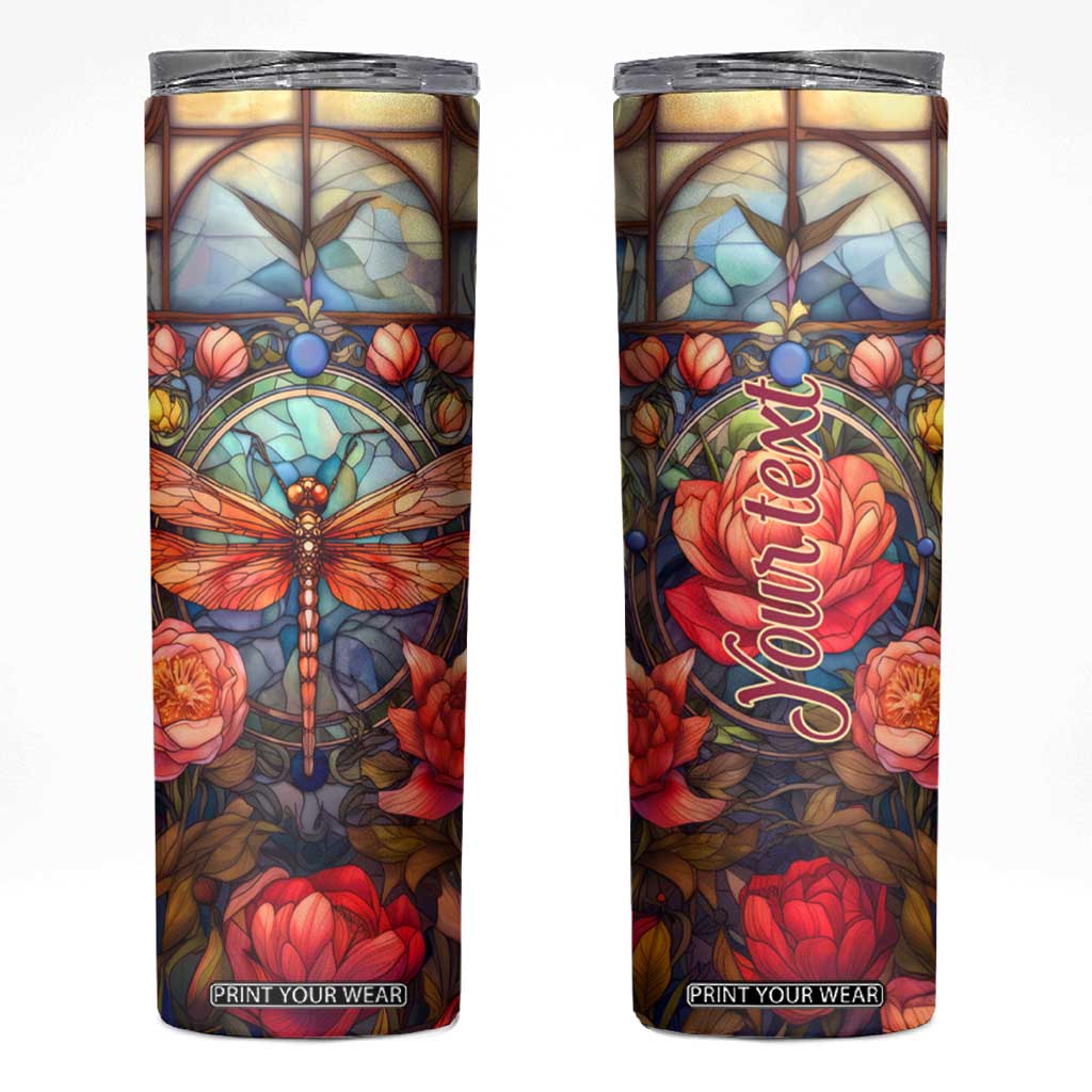 Dragonfly Hyacinth Crystal Mosaic Skinny Tumbler Personalized TS04 Multicolor Print Your Wear