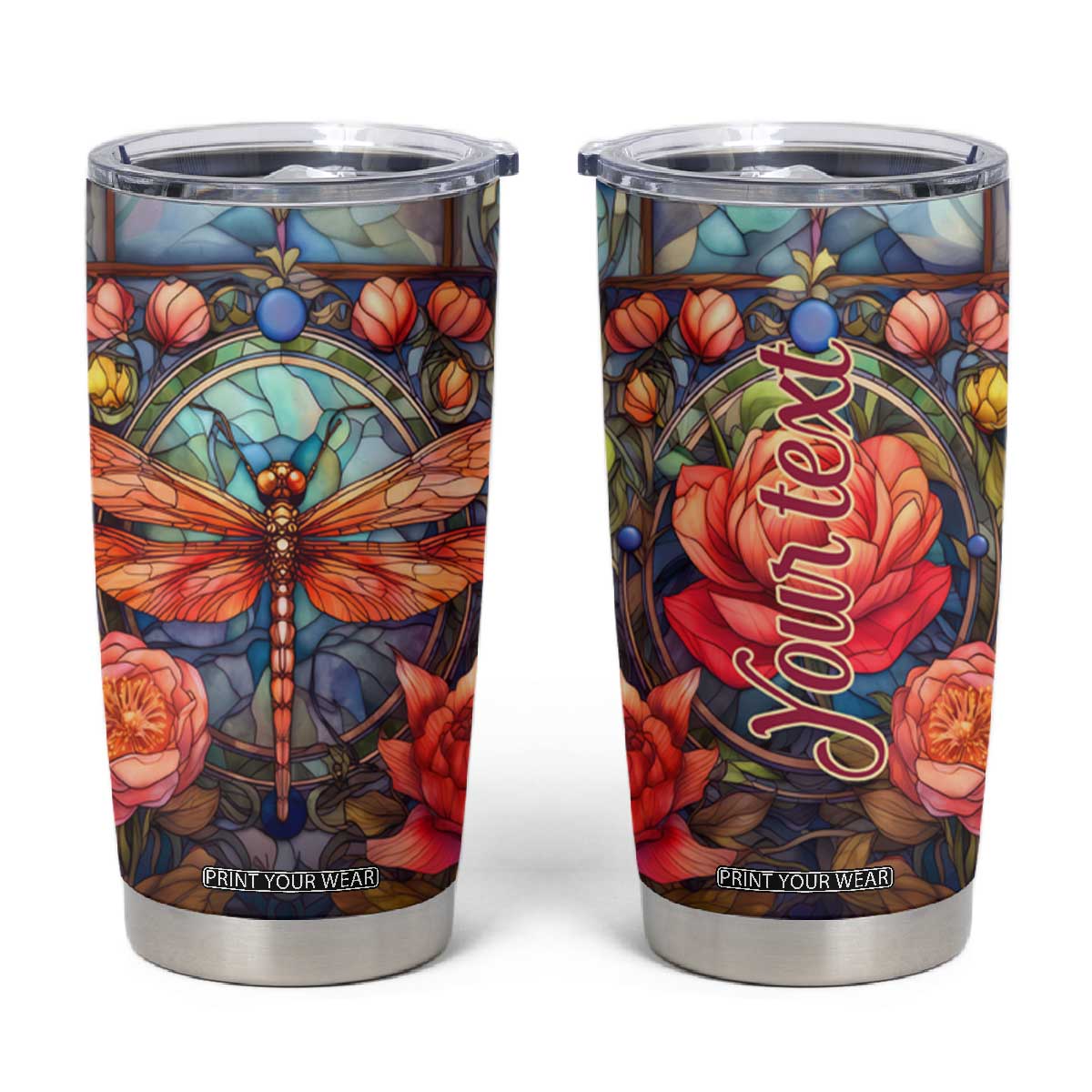 Dragonfly Hyacinth Crystal Mosaic Tumbler Cup Personalized TS04 Multicolor Print Your Wear