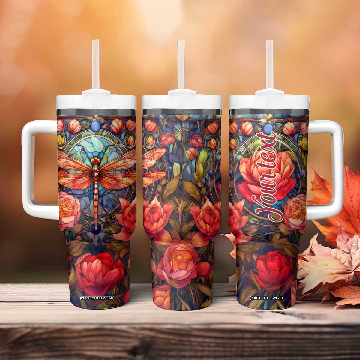 Dragonfly Hyacinth Crystal Mosaic Tumbler With Handle Personalized TS04 Print Your Wear