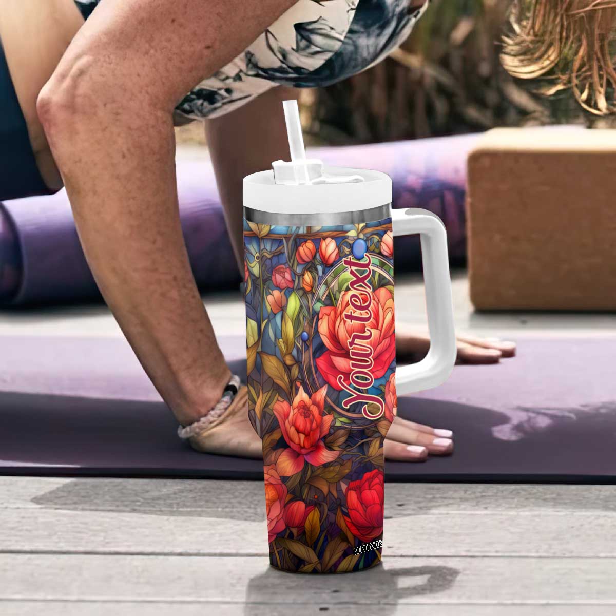 Dragonfly Hyacinth Crystal Mosaic Tumbler With Handle Personalized TS04 Print Your Wear