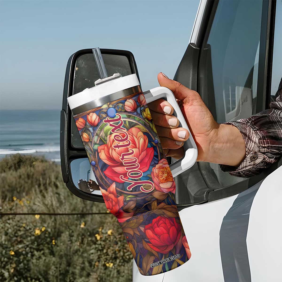 Dragonfly Hyacinth Crystal Mosaic Tumbler With Handle Personalized TS04 Print Your Wear