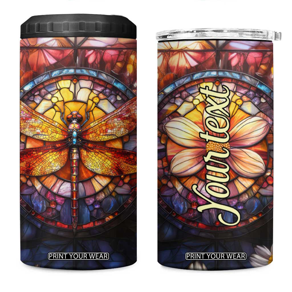 Dragonfly Golden Topaz Crystal Mosaic 4 in 1 Can Cooler Tumbler Personalized TS04 One Size: 16 oz Multicolor Print Your Wear