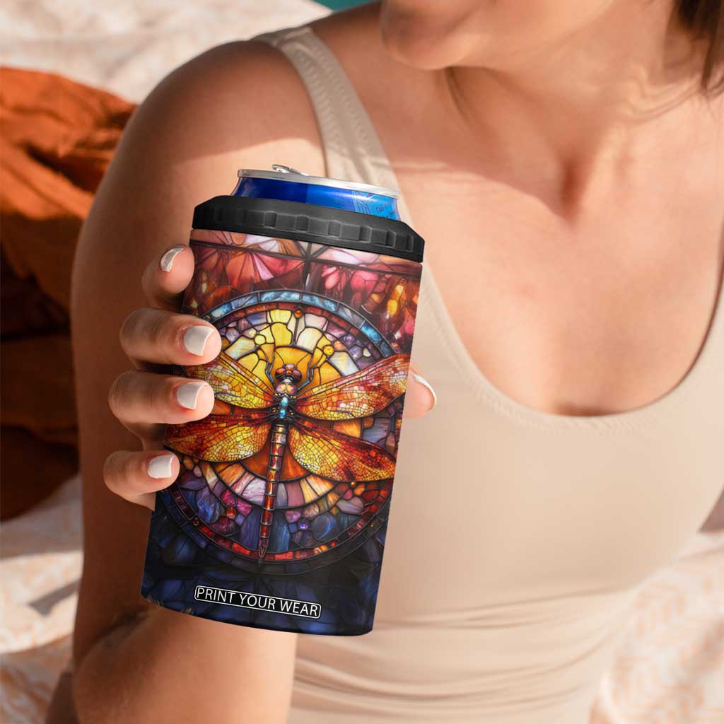 Dragonfly Golden Topaz Crystal Mosaic 4 in 1 Can Cooler Tumbler Personalized TS04 Print Your Wear