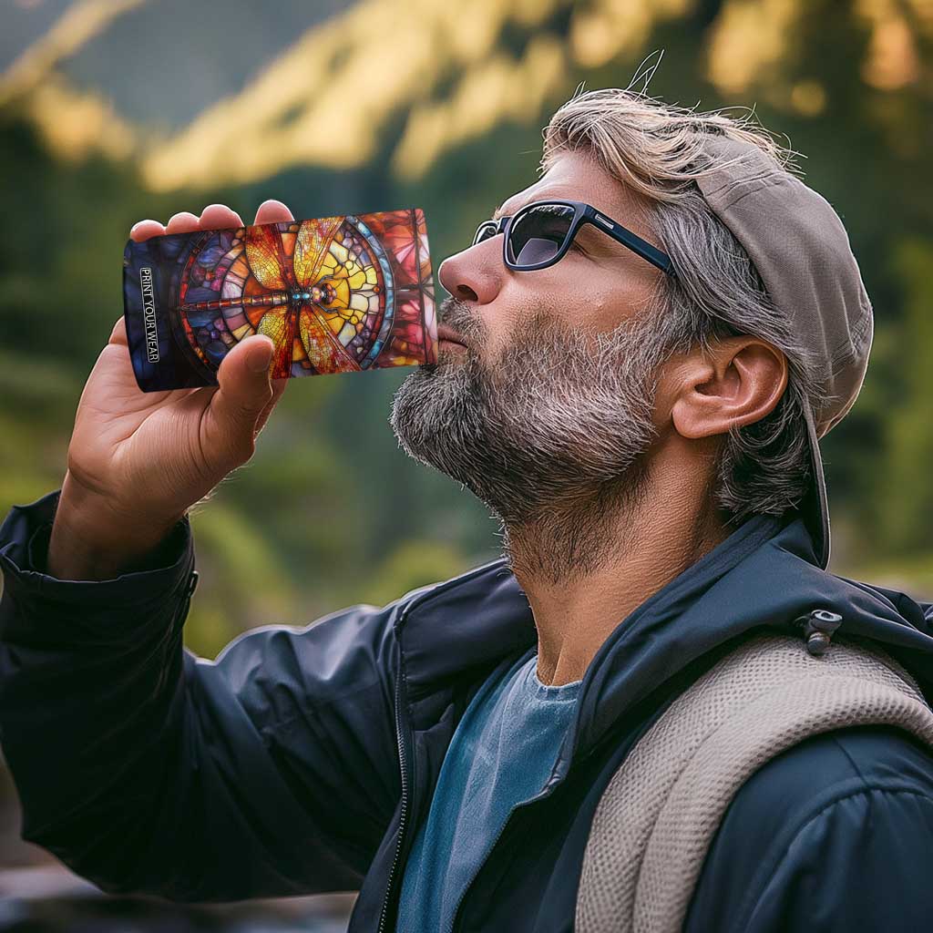 Dragonfly Golden Topaz Crystal Mosaic 4 in 1 Can Cooler Tumbler Personalized TS04 Print Your Wear