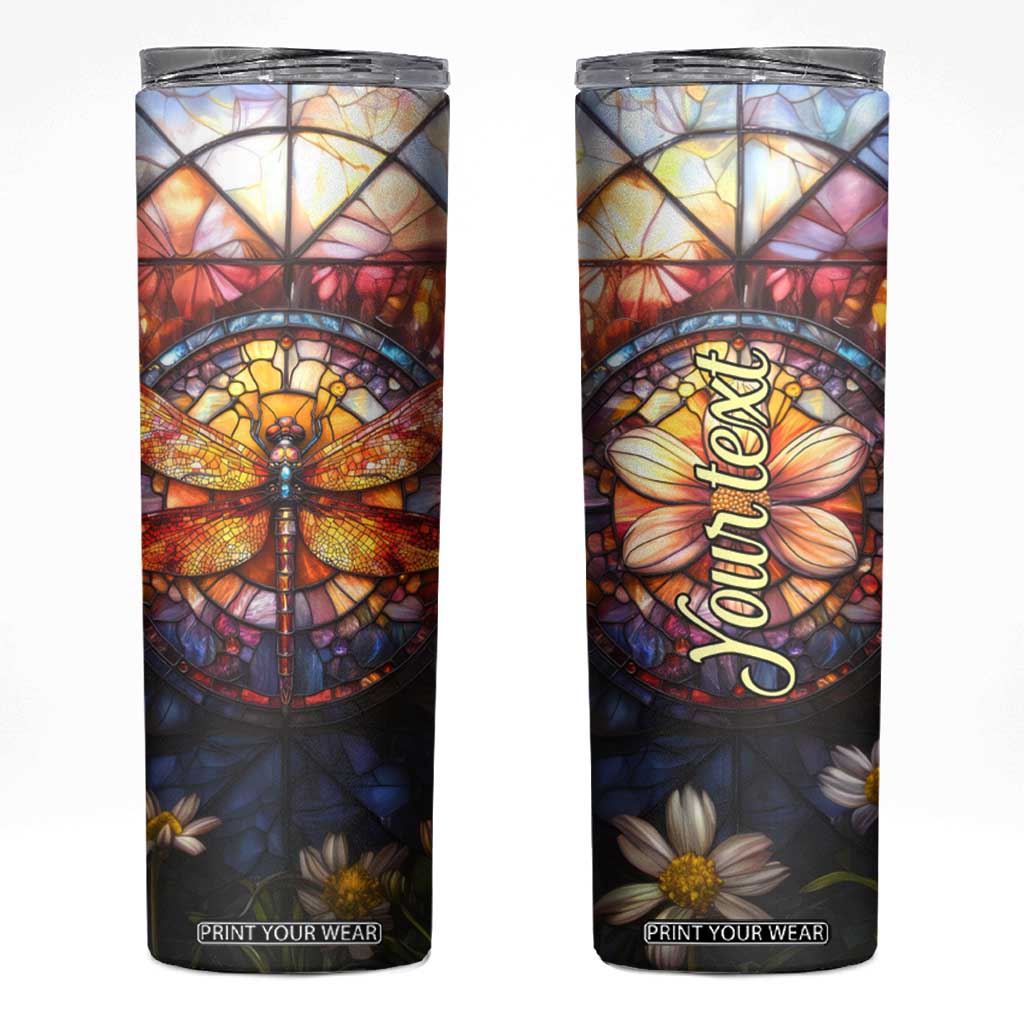 Dragonfly Golden Topaz Crystal Mosaic Skinny Tumbler Personalized TS04 Multicolor Print Your Wear