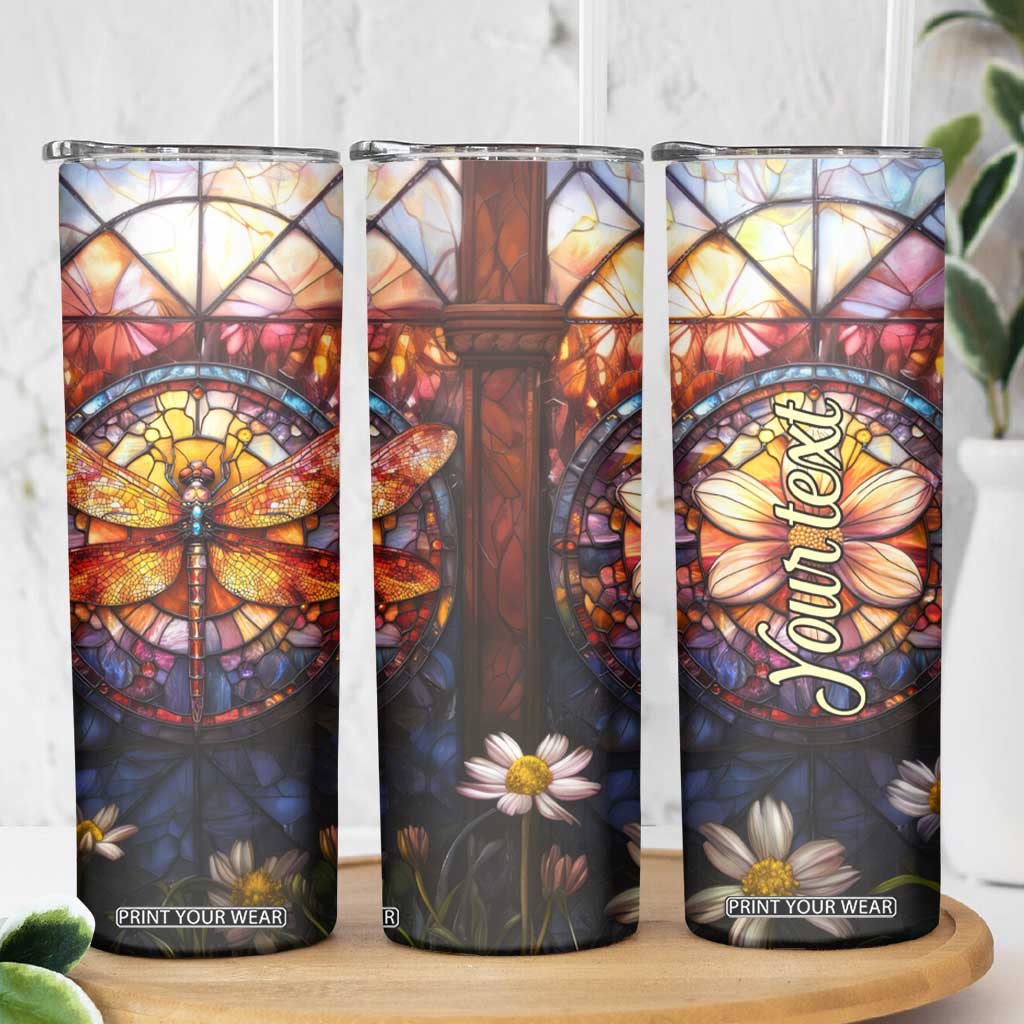 Dragonfly Golden Topaz Crystal Mosaic Skinny Tumbler Personalized TS04 Print Your Wear