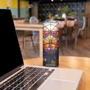 Dragonfly Golden Topaz Crystal Mosaic Skinny Tumbler Personalized TS04 Print Your Wear