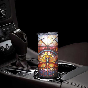 Dragonfly Golden Topaz Crystal Mosaic Skinny Tumbler Personalized TS04 Print Your Wear