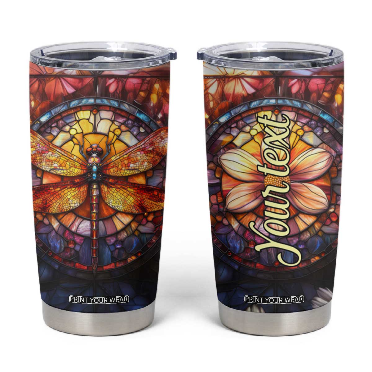 Dragonfly Golden Topaz Crystal Mosaic Tumbler Cup Personalized TS04 Multicolor Print Your Wear