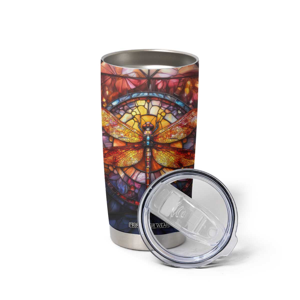 Dragonfly Golden Topaz Crystal Mosaic Tumbler Cup Personalized TS04 Print Your Wear