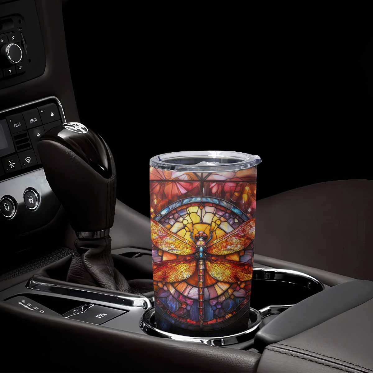 Dragonfly Golden Topaz Crystal Mosaic Tumbler Cup Personalized TS04 Print Your Wear