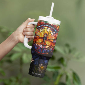 Dragonfly Golden Topaz Crystal Mosaic Tumbler With Handle Personalized TS04 Print Your Wear