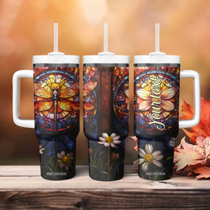 Dragonfly Golden Topaz Crystal Mosaic Tumbler With Handle Personalized TS04 Print Your Wear