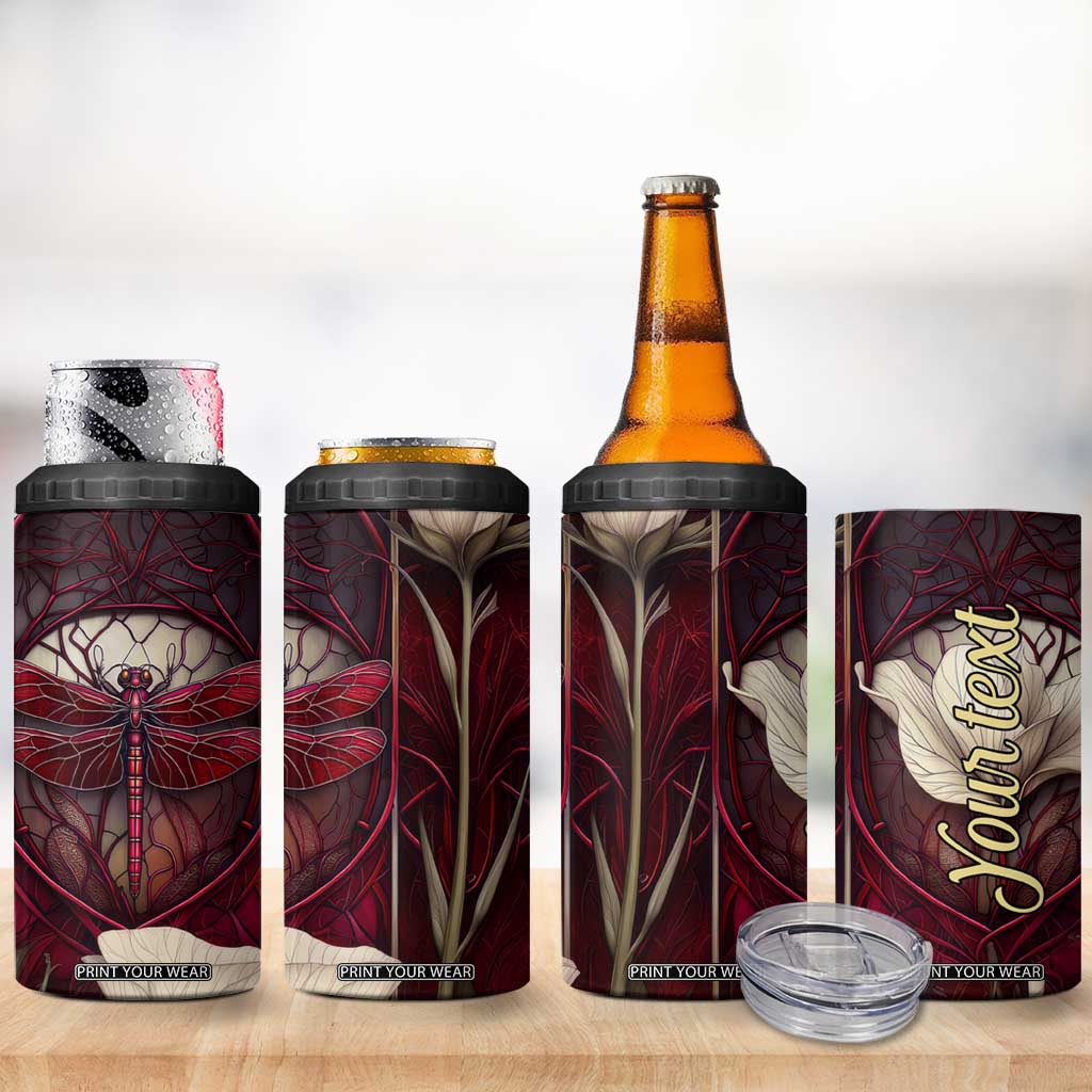 Dragonfly Garnet Crystal Mosaic 4 in 1 Can Cooler Tumbler Personalized TS04 Print Your Wear