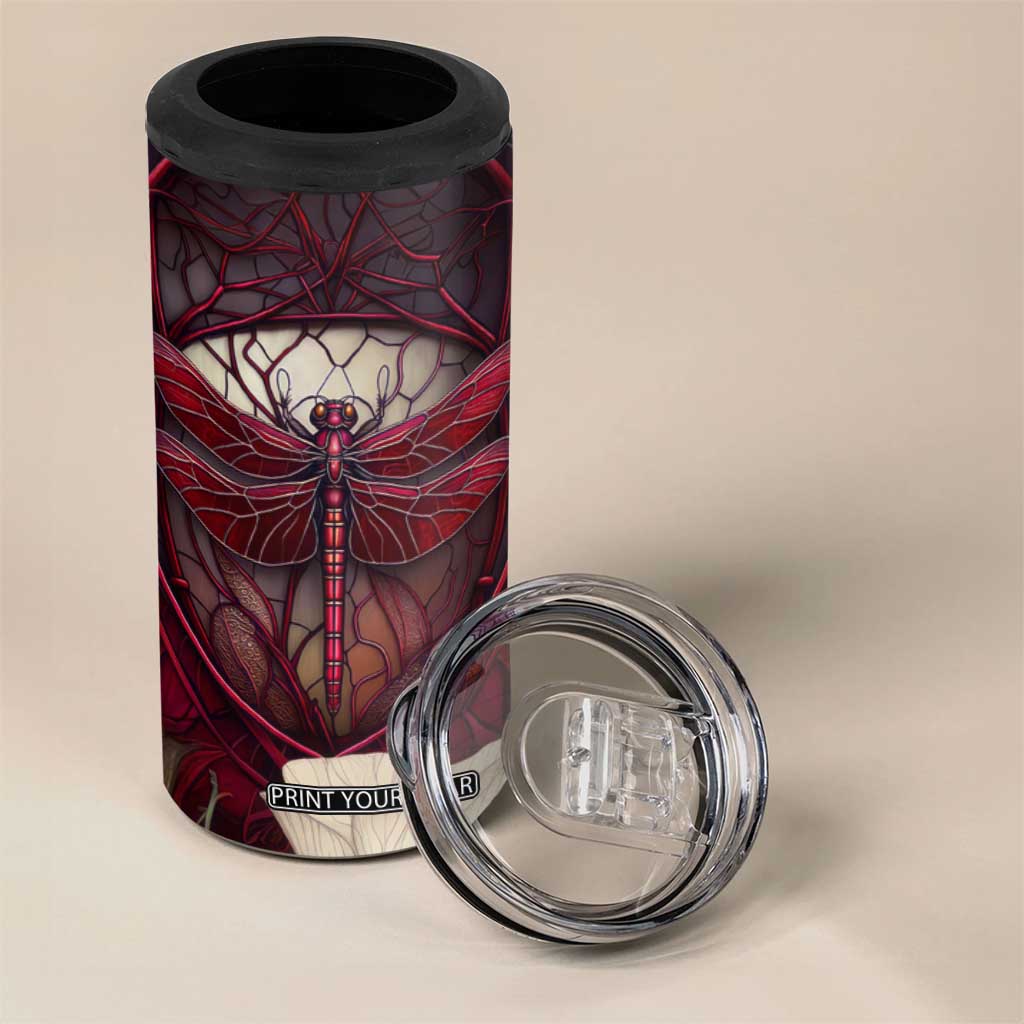Dragonfly Garnet Crystal Mosaic 4 in 1 Can Cooler Tumbler Personalized TS04 Print Your Wear