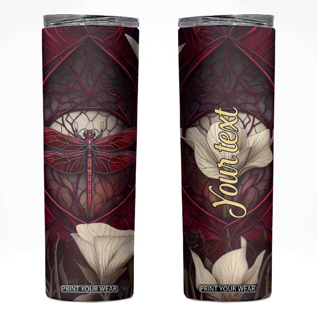 Dragonfly Garnet Crystal Mosaic Skinny Tumbler Personalized TS04 Multicolor Print Your Wear