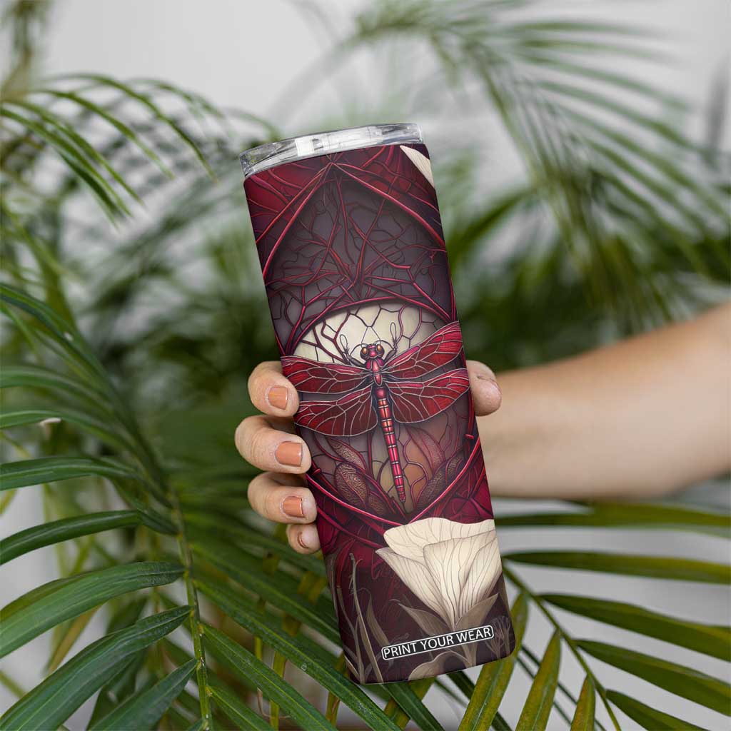 Dragonfly Garnet Crystal Mosaic Skinny Tumbler Personalized TS04 Print Your Wear