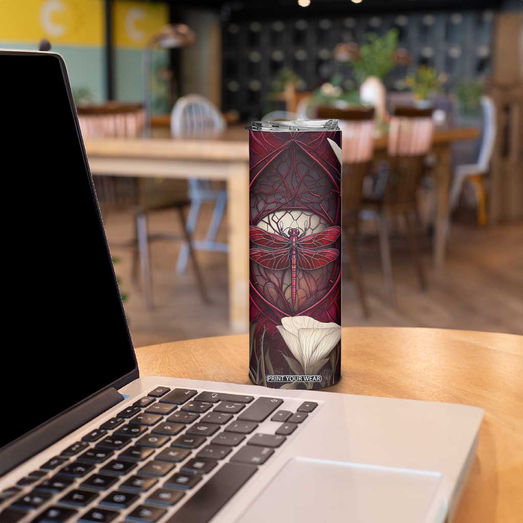 Dragonfly Garnet Crystal Mosaic Skinny Tumbler Personalized TS04 Print Your Wear