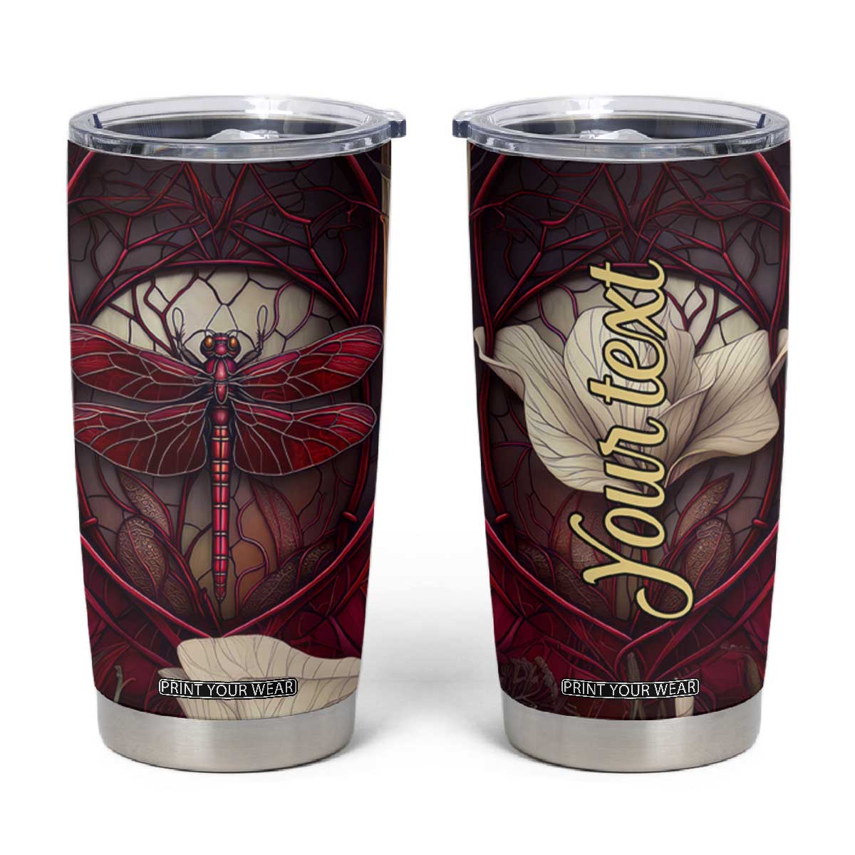 Dragonfly Garnet Crystal Mosaic Tumbler Cup Personalized TS04 Multicolor Print Your Wear