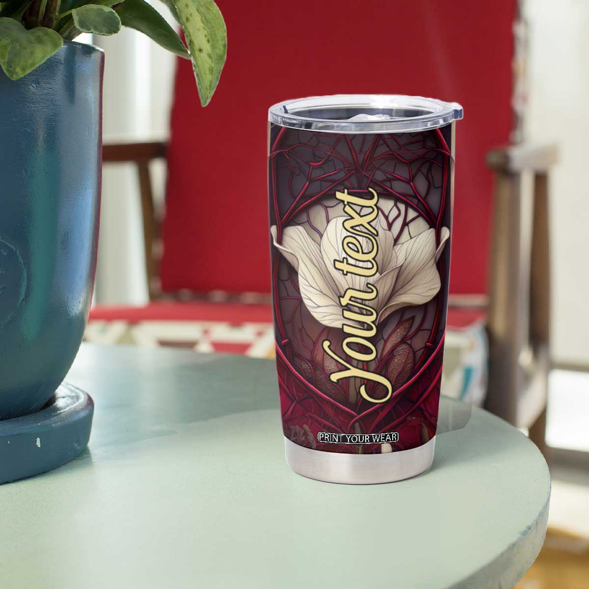 Dragonfly Garnet Crystal Mosaic Tumbler Cup Personalized TS04 Print Your Wear