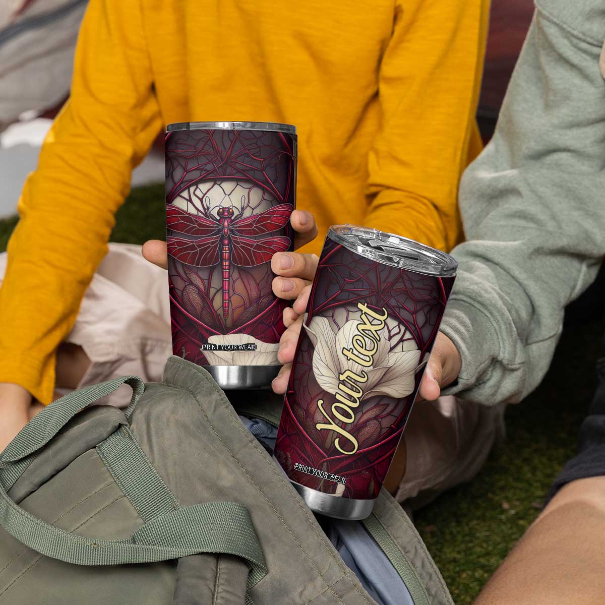 Dragonfly Garnet Crystal Mosaic Tumbler Cup Personalized TS04 Print Your Wear