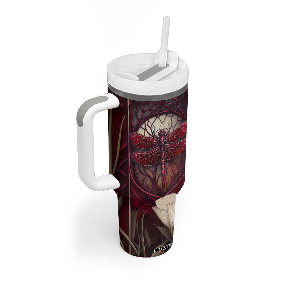 Dragonfly Garnet Crystal Mosaic Tumbler With Handle Personalized TS04 Print Your Wear