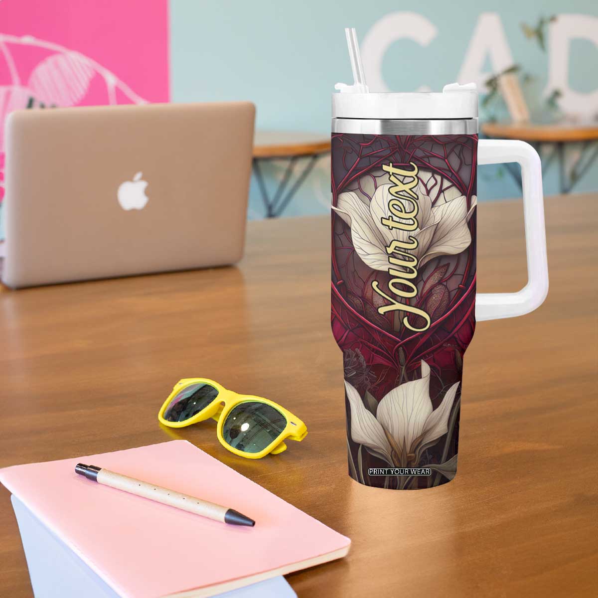 Dragonfly Garnet Crystal Mosaic Tumbler With Handle Personalized TS04 Print Your Wear