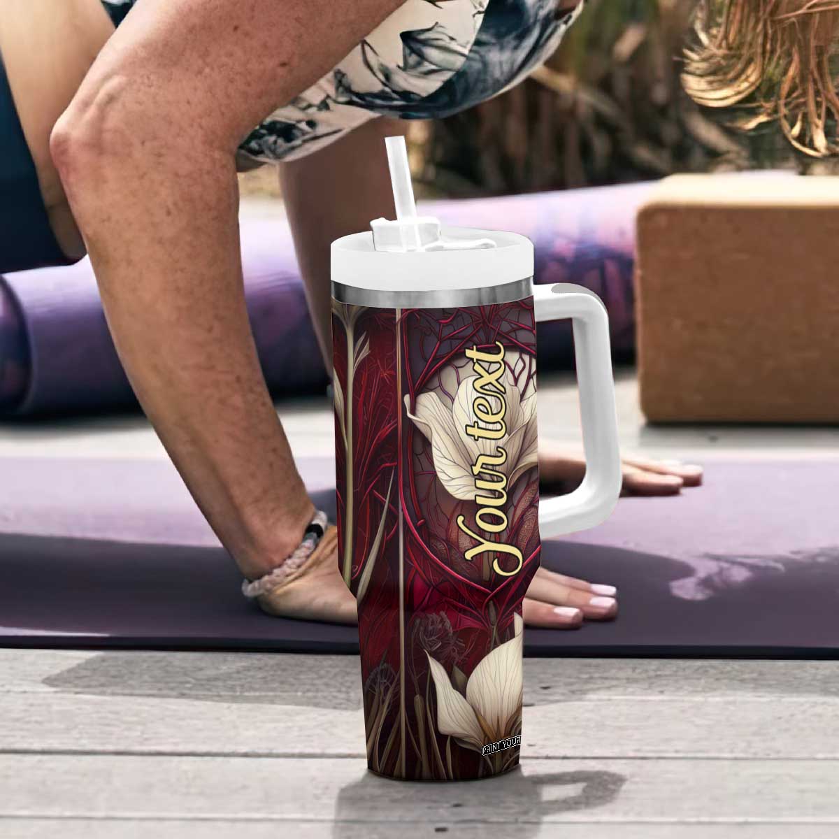 Dragonfly Garnet Crystal Mosaic Tumbler With Handle Personalized TS04 Print Your Wear