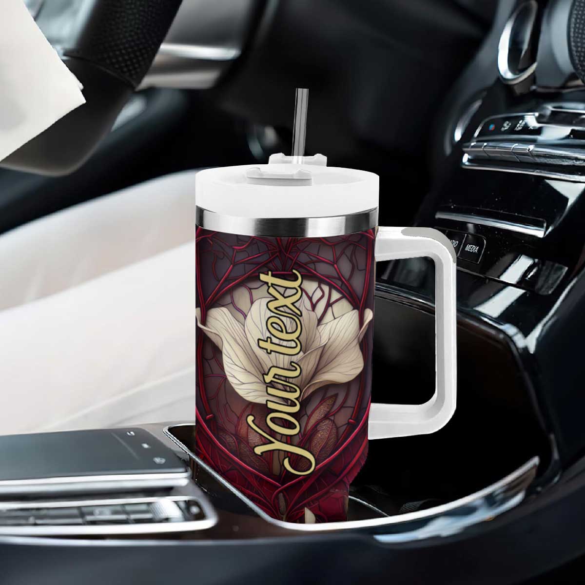 Dragonfly Garnet Crystal Mosaic Tumbler With Handle Personalized TS04 Print Your Wear