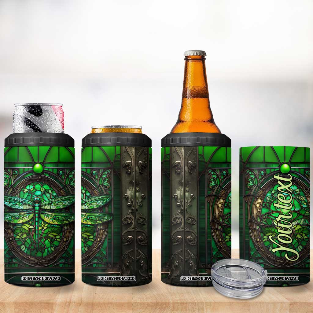 Dragonfly Emerald Crystal Mosaic 4 in 1 Can Cooler Tumbler Personalized TS04 Print Your Wear