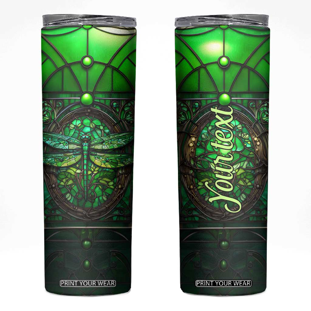 Dragonfly Emerald Crystal Mosaic Skinny Tumbler Personalized TS04 Multicolor Print Your Wear