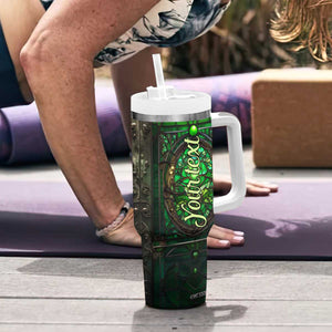 Dragonfly Emerald Crystal Mosaic Tumbler With Handle Personalized TS04 Print Your Wear